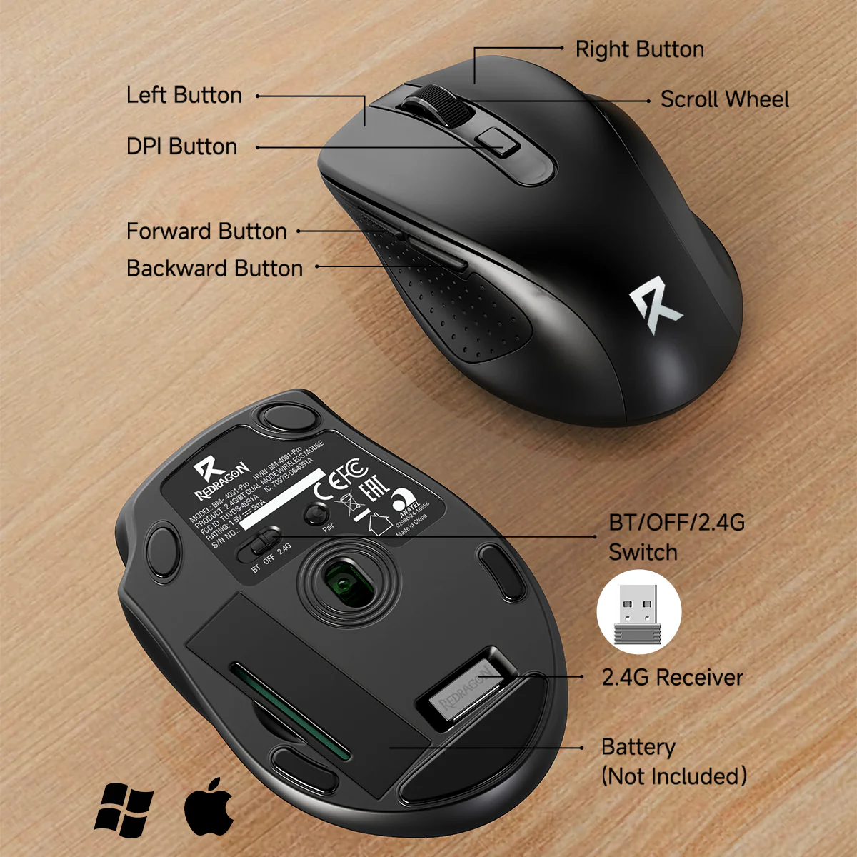 Redragon BM-4091 Dual Mode Wireless Mice - Image 7