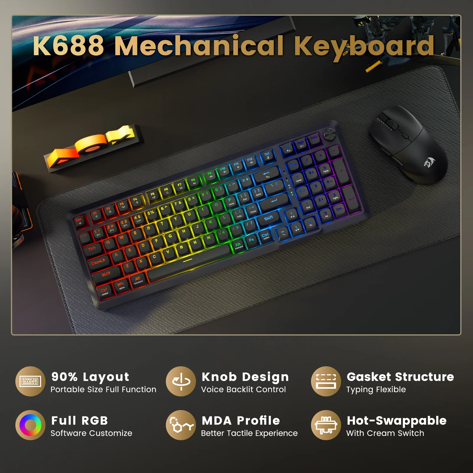 Redragon K688GB-RGB-PRO Mechanical Keyboard - Image 11