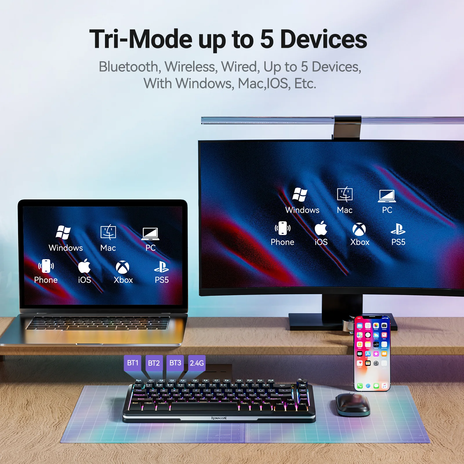 Redragon K708-RGB-PRO TKL Gasket Mechanical Keyboard - Image 7