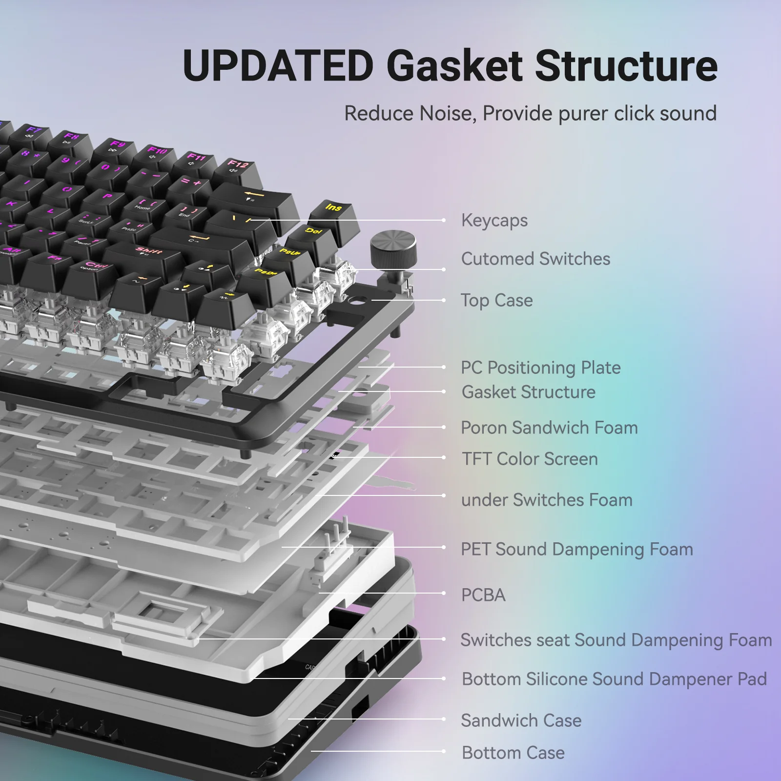 Redragon K708-RGB-PRO TKL Gasket Mechanical Keyboard - Image 8