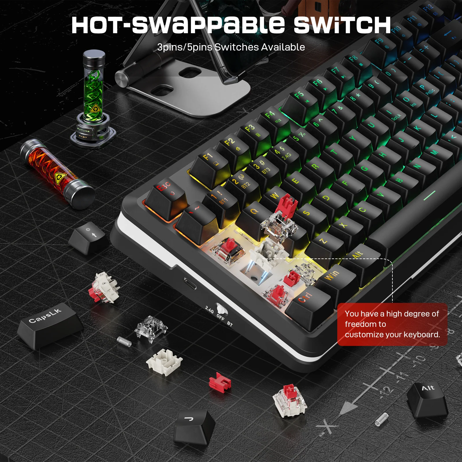 Redragon K713-RGB-PRO TKL Mechanical Keyboard - Image 6