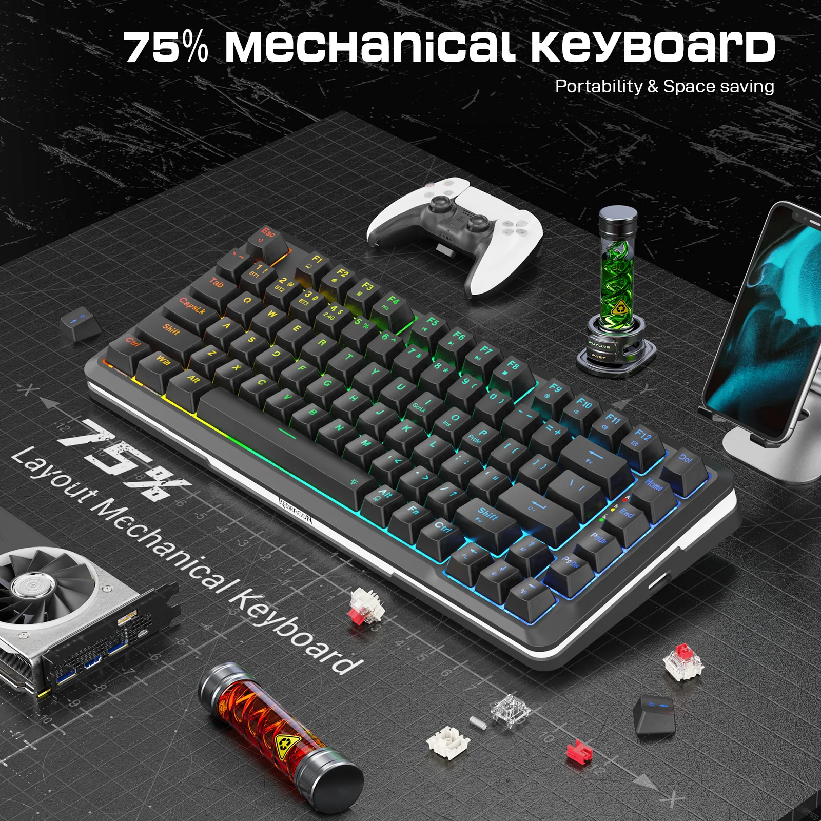 Redragon K713-RGB-PRO TKL Mechanical Keyboard - Image 9