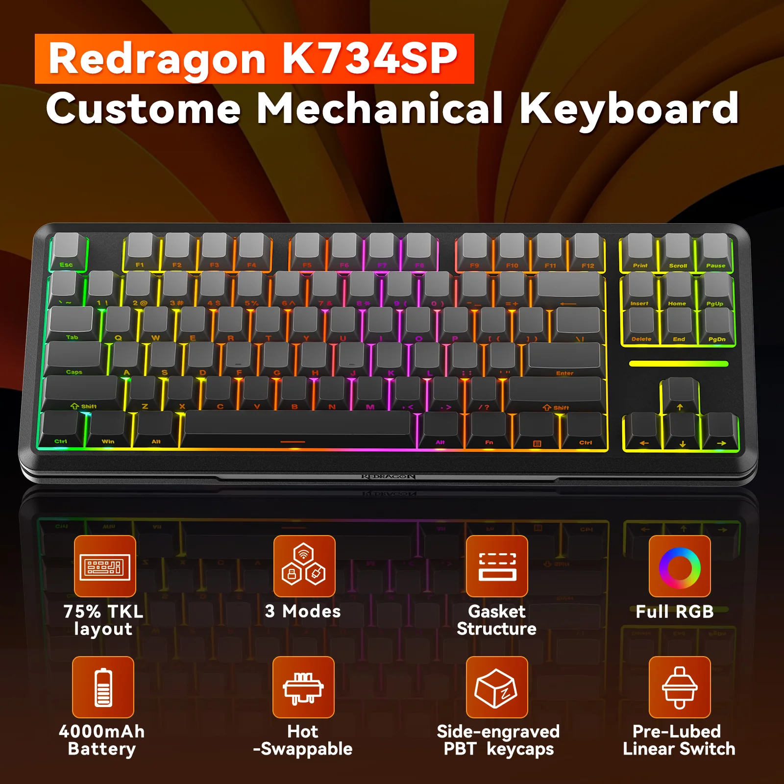 Redragon K734SP-RGB-PRO TKL Mechanical Keyboard - Image 3